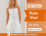 Trendy Vest Pattern, Top Sewing Pattern, Sewing Patterns Women, Suit Vest, Button Up Top, Top Sewing Pattern for Women, Women Vest Pattern
