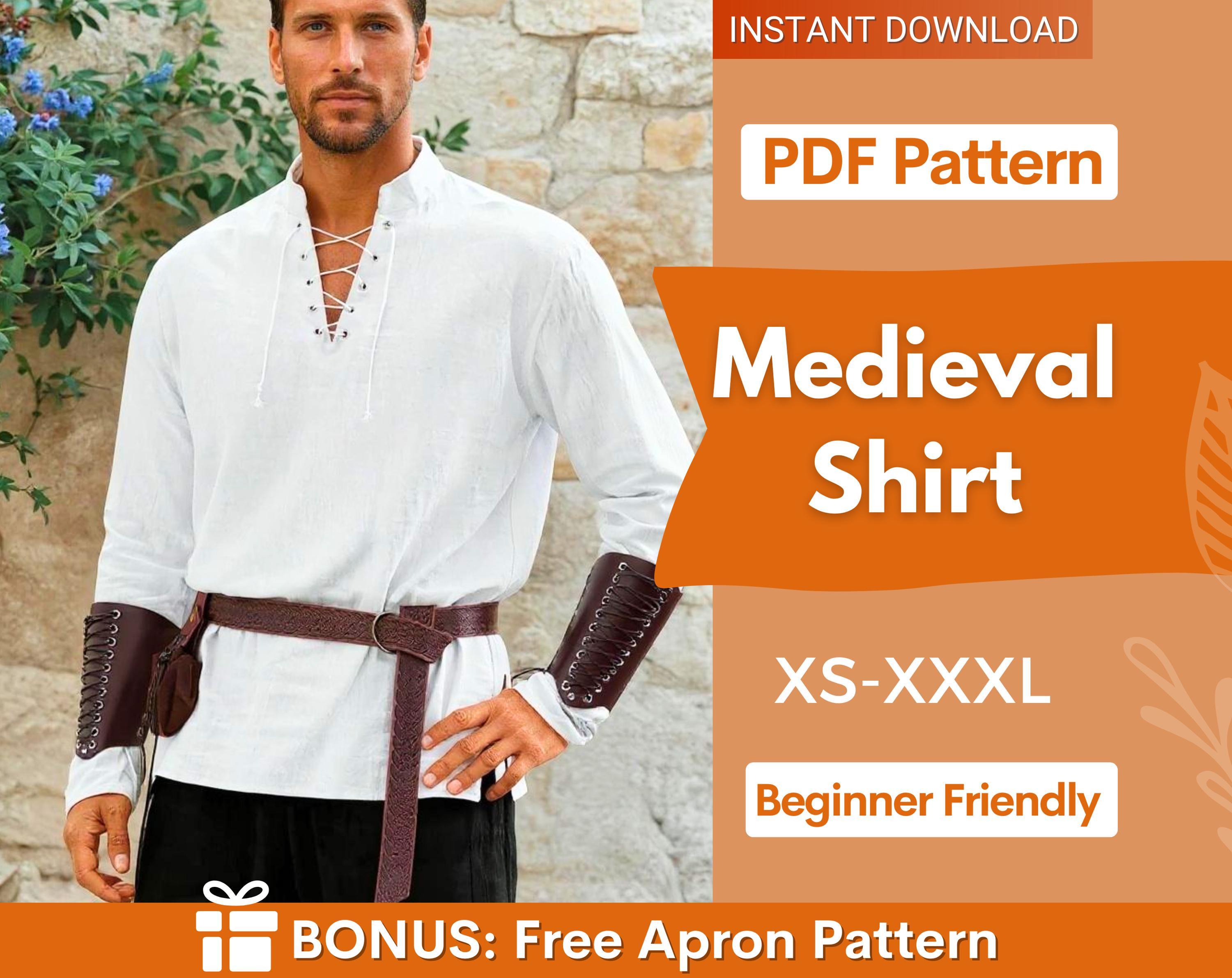 Medieval Shirt Sewing Pattern for Men, Medieval Shirt Pattern, Mens Costume Sewing Pattern, Tunic Cosplay Pattern, Medieval Costume Pattern