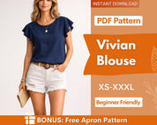 Vivian Blouse Sewing Pattern | Easy Top Pattern | Women Sewing Pattern | Beginner Sewing Pattern | Women Blouse Top Tshirt Pattern