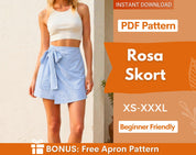 Skort Sewing Pattern | Skirt Pattern | Shorts Pattern | Skort with Elastic Pattern, Women Sewing Patterns, Women Patterns, Mini Skirt Shorts