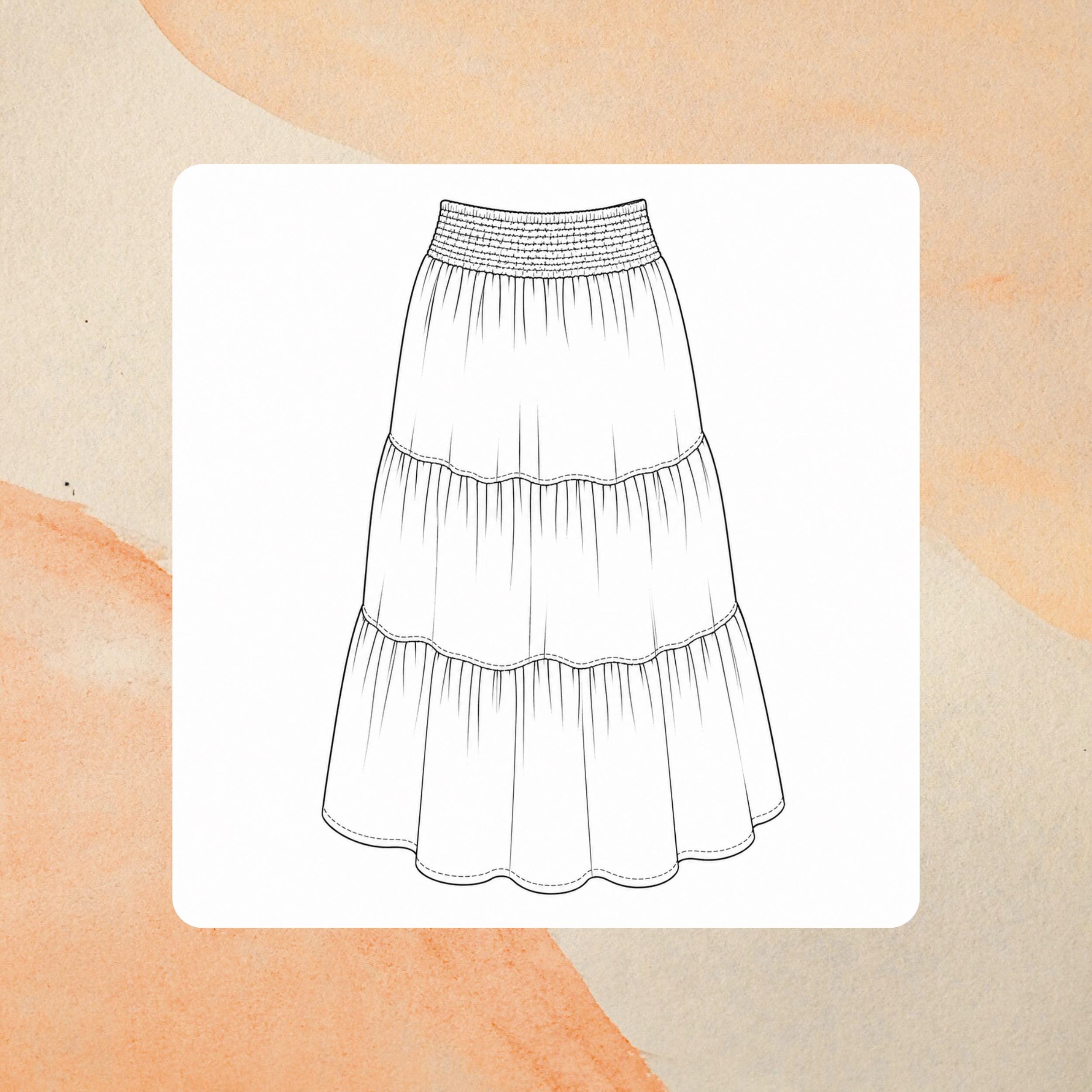 Nellie Maxi Skirt Pattern | Skirt Pattern | High Waist Skirt Pattern | Sewing Patterns | Women Sewing Pattern, Summer Skirt Pattern
