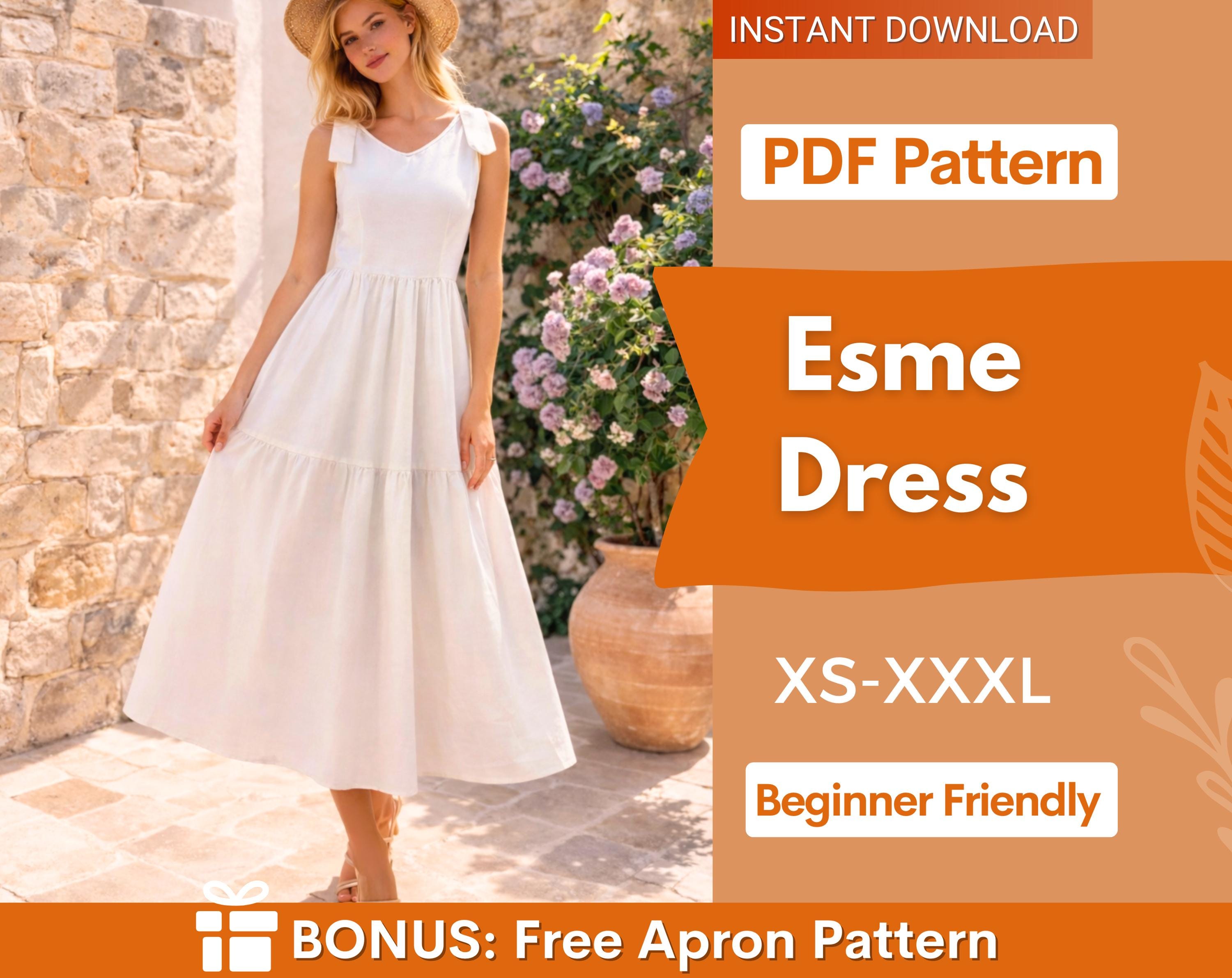 Summer Dress Sewing Pattern | Dress Pattern | Sewing Patterns | Women Patterns | Tiered Dress | Summer Dress | Beginner Sewing Pattern Dress