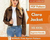 Jacket Sewing Pattern, Zip Up Jacket Pattern, Women Jacket Sewing Pattern, Crop Jacket, Short Jacket, Women Pattern Zipper Jacket