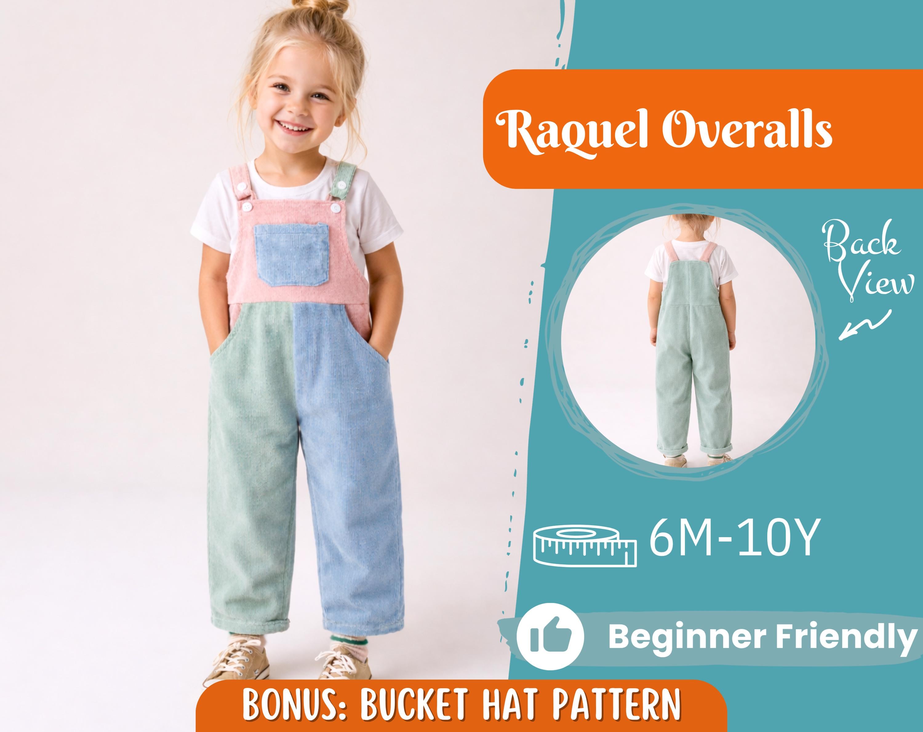 Overalls Sewing Pattern for Kids, Overalls Pattern, Kids Pattern, Jumpsuit Pattern, Beginner Pattern, Sewing Pattern Toddlers, Baby Pattern
