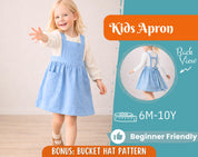 Apron Sewing Pattern for Kids, Apron Pattern, Kids Pattern, Pinafore Pattern, Beginner Pattern, Sewing Pattern Toddlers, Baby Sewing Pattern