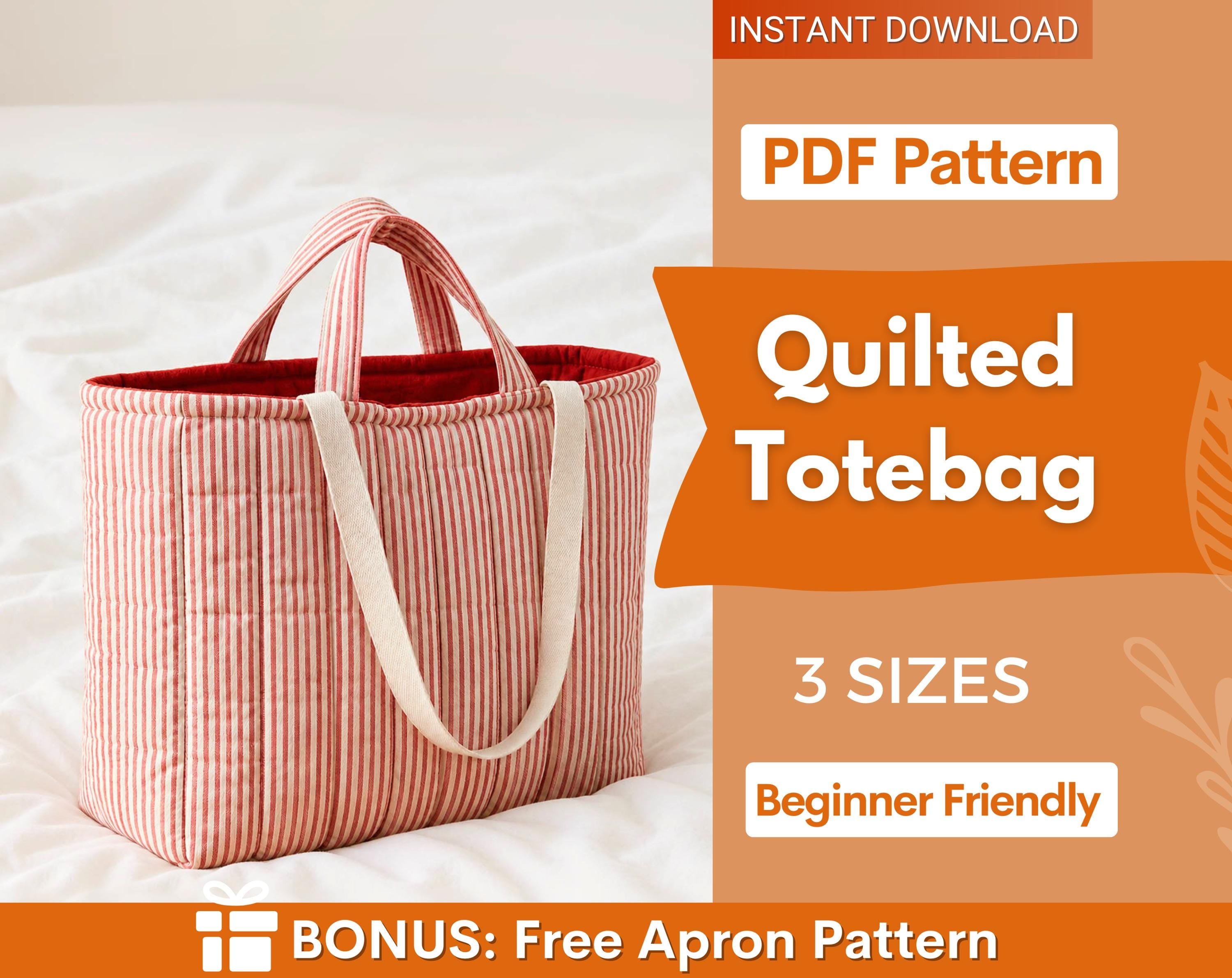 Quilted Tote Bag Sewing Pattern | Beginner Bag Pattern | Market Bag Pattern | Sewing Pattern ToteBag | Beach Bag Pattern | Easy Bag Pattern