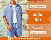 Shirt and Shorts Sewing Pattern, Shirt Pattern Men, Shorts Pattern Men, Hawaiian Shirt Sewing Pattern, Men Sewing Pattern, Camp Collar Shirt