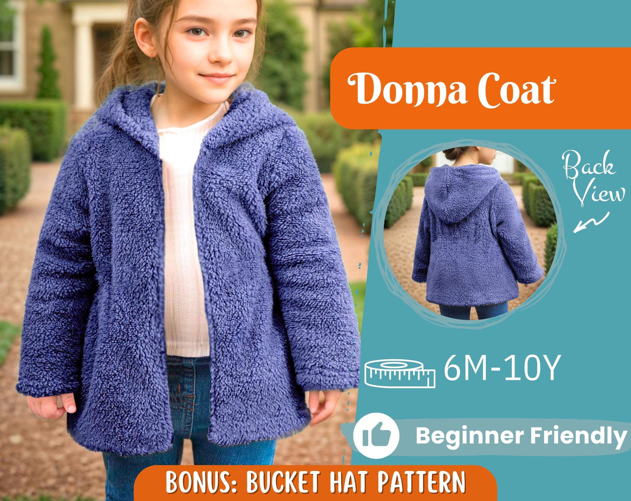 Coat Sewing Pattern for Kids, Girl Coat Pattern, Kids Pattern, PDF Pattern, Beginner Pattern, Sewing Pattern Toddlers, Kids Jacket Pattern