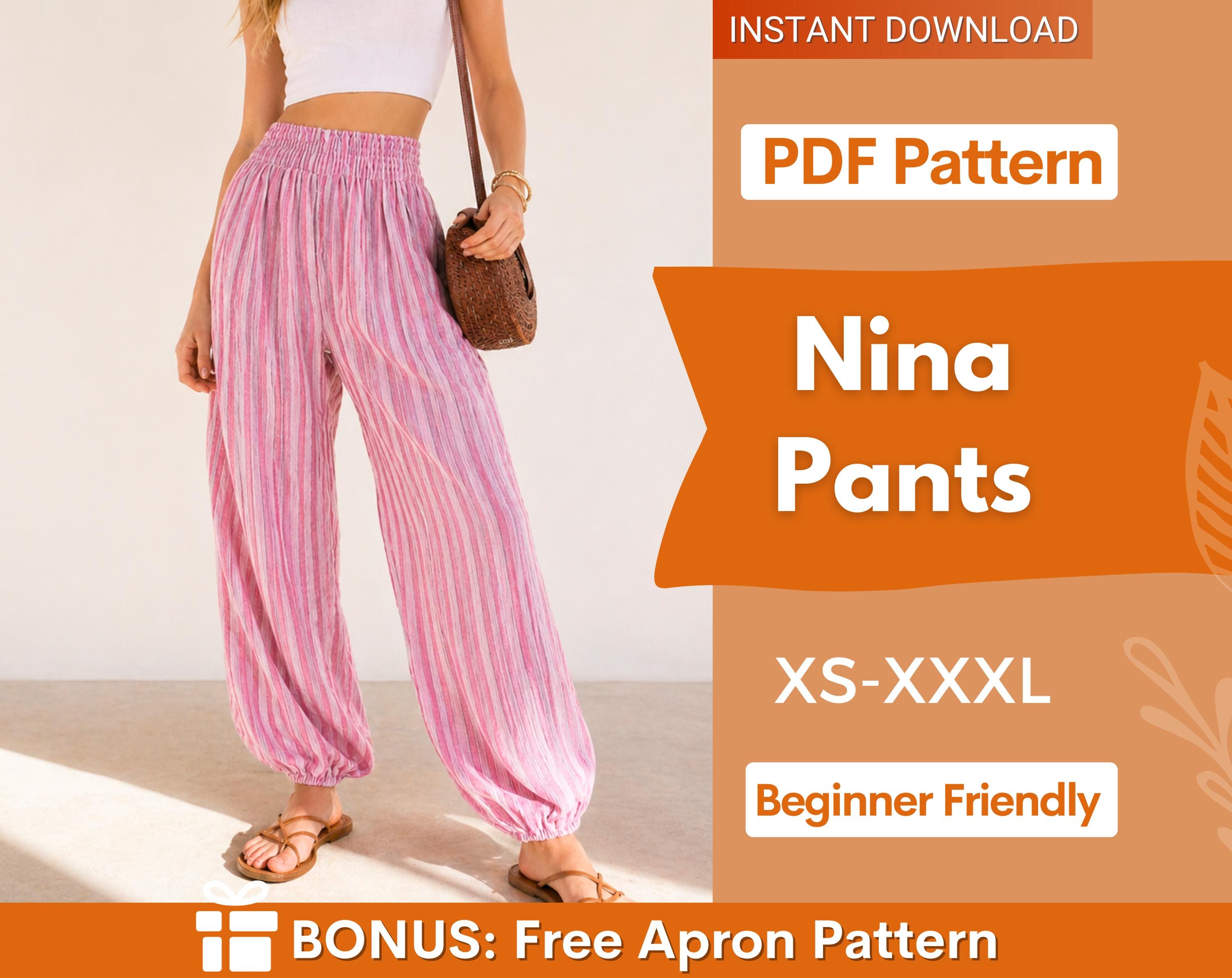Nina Pants Sewing Pattern | XS-XXXL | Harem Pants | Comfy Pants Pattern | Balloon Pants | Beginner Sewing Pattern | High Waist Pants