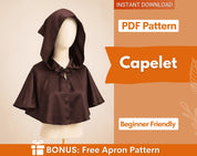 Capelet Sewing Pattern, Cape with Hoodie Sewing Pattern, Cape Pattern, Capelet Pattern, Medieval Dress Pattern, Cosplay Cloak Sewing Pattern