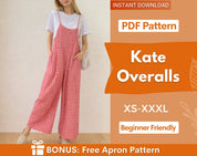 Kate Overalls Sewing Pattern, Romper Pattern, Jumpsuit Pattern, Meadow Overalls, Women Sewing Pattern, Dungaree Pattern, Jumpsuit Overalls
