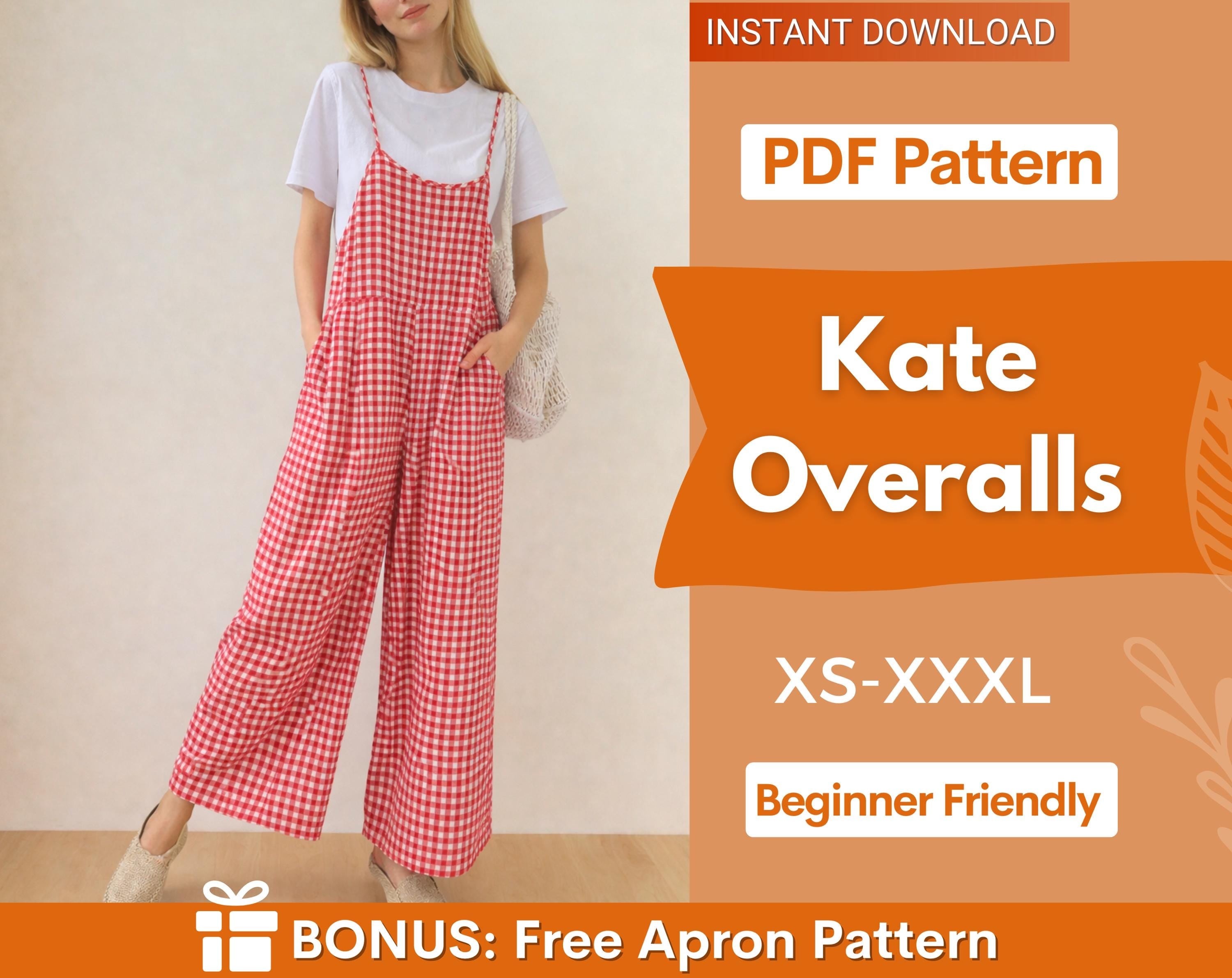 Kate Overalls Sewing Pattern, Romper Pattern, Jumpsuit Pattern, Meadow Overalls, Women Sewing Pattern, Dungaree Pattern, Jumpsuit Overalls