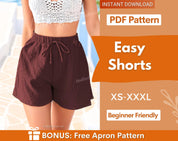 Easy Shorts Pattern | Women Shorts Pattern | Beginner Shorts Pattern | Elastic Waistband Shorts | High Waist Wide Leg Shorts Sewing Patterns