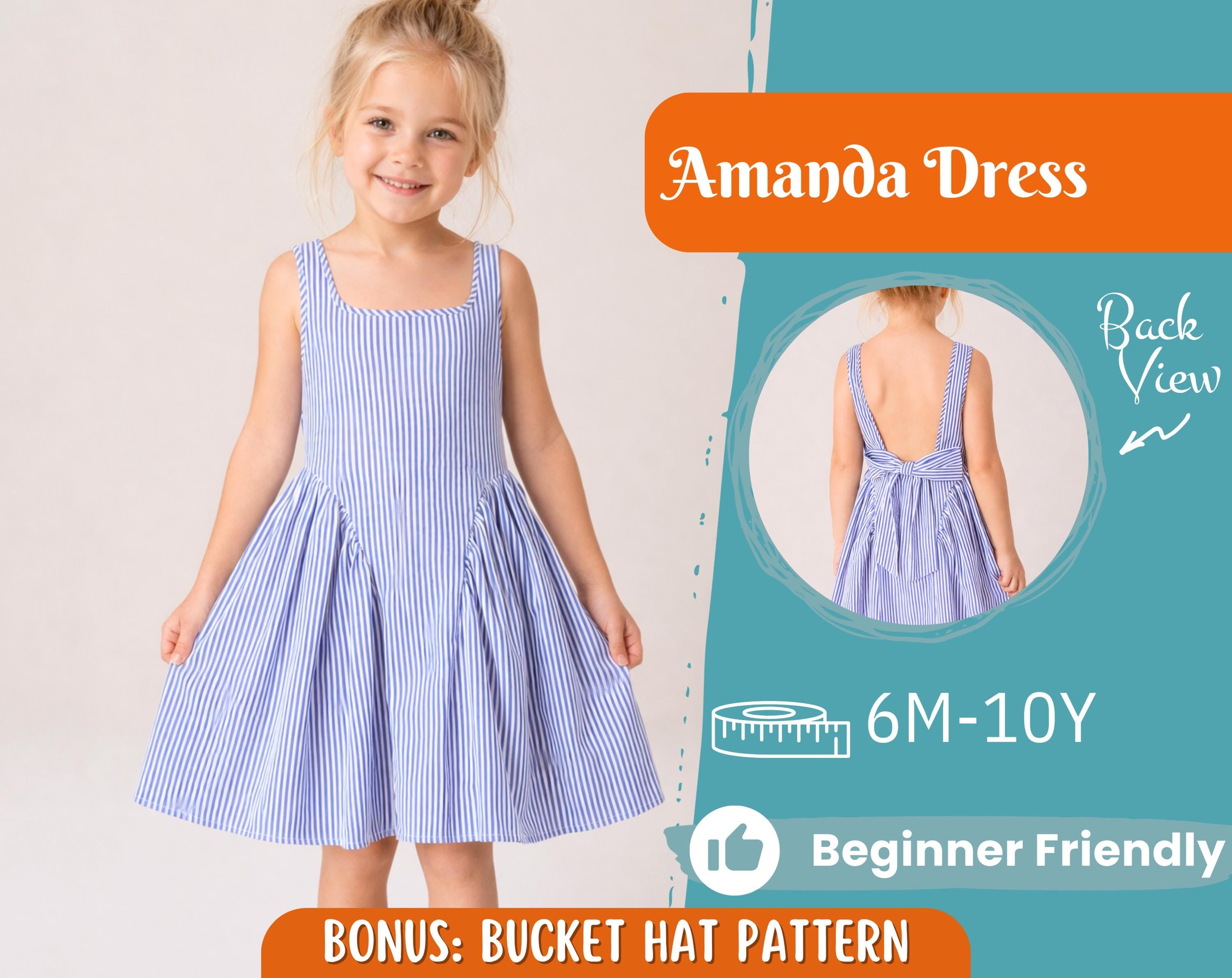 Dress Sewing Pattern for Kids, Dress Pattern, Kids Pattern, Girl Dress Pattern, Beginner Pattern, Sewing Pattern Toddlers, PDF Pattern