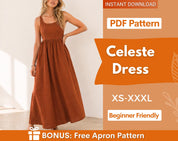 Sleeveless Dress Sewing Pattern | Summer Dress Pattern | Beginner Dress Pattern | Women Dress | Patterns for Women, Maxi Dress Long Dress
