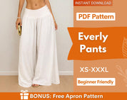 Wide Leg Pants Pattern for Women | Palazzo Pants Sewing Pattern for Women | Pants Pattern | Women Sewing Pattern | Women Trousers Pattern