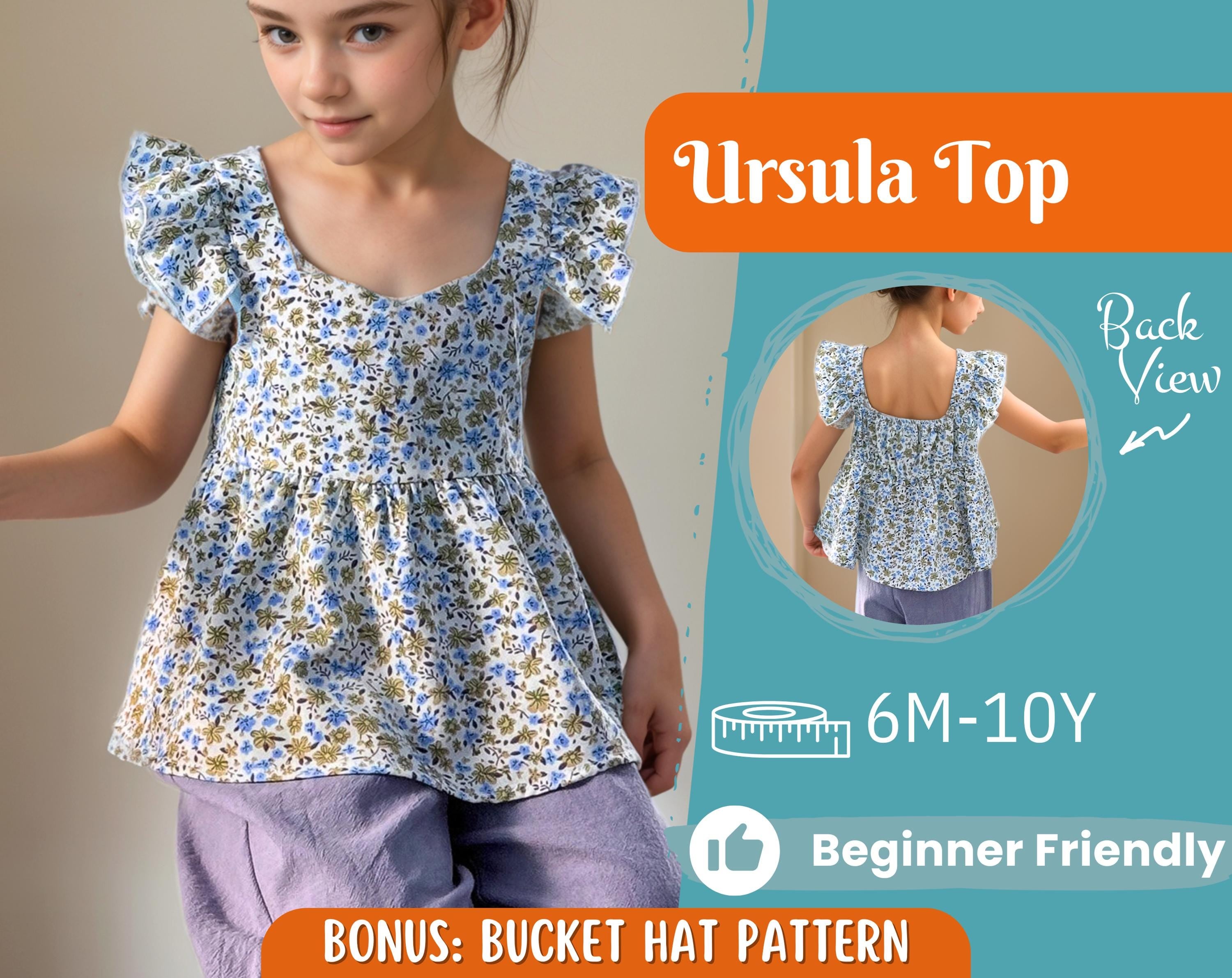 Top Sewing Pattern for Kids, Top Pattern, Kids Pattern, Girl Pattern, Beginner Pattern, Sewing Pattern Toddlers, PDF Pattern, Blouse Pattern