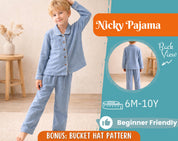 Pajama Sewing Pattern for Kids, Kids Shirt Pattern, Kids Pattern, PDF Pattern, Beginner Pattern, Sewing Pattern Toddlers, Pants Pattern