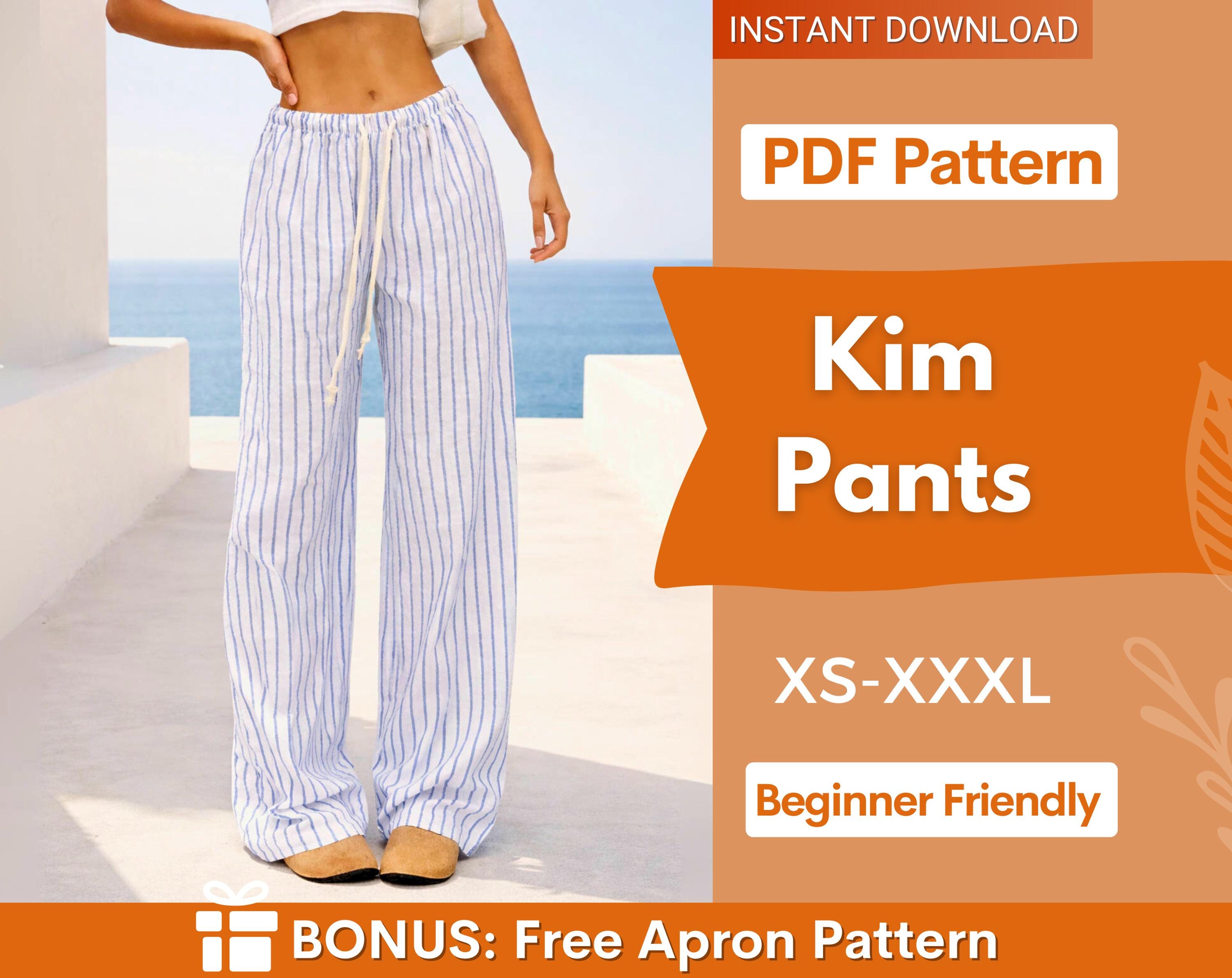 Elastic Wide Pants Pattern with Pockets | Summer Pants Sewing Pattern for Women | Pants Pattern | Women Sewing Pattern | Women Trousers