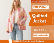 Quilted Jacket Sewing Pattern for Women | Quilted Coat Pattern | Sewing Patterns | Jacket Pattern | Women Sewing Pattern Jacket Coat
