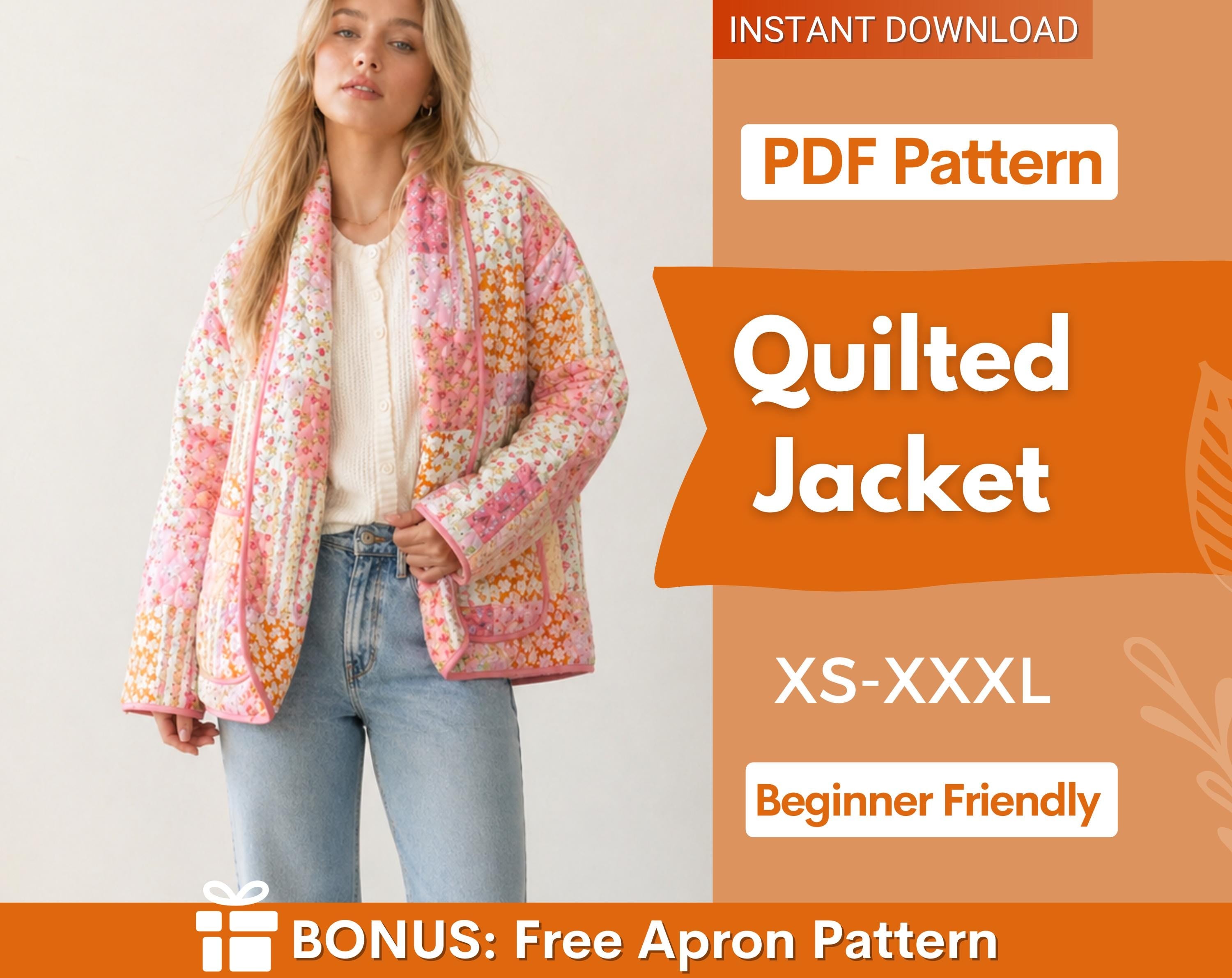 Quilted Jacket Sewing Pattern for Women | Quilted Coat Pattern | Sewing Patterns | Jacket Pattern | Women Sewing Pattern Jacket Coat