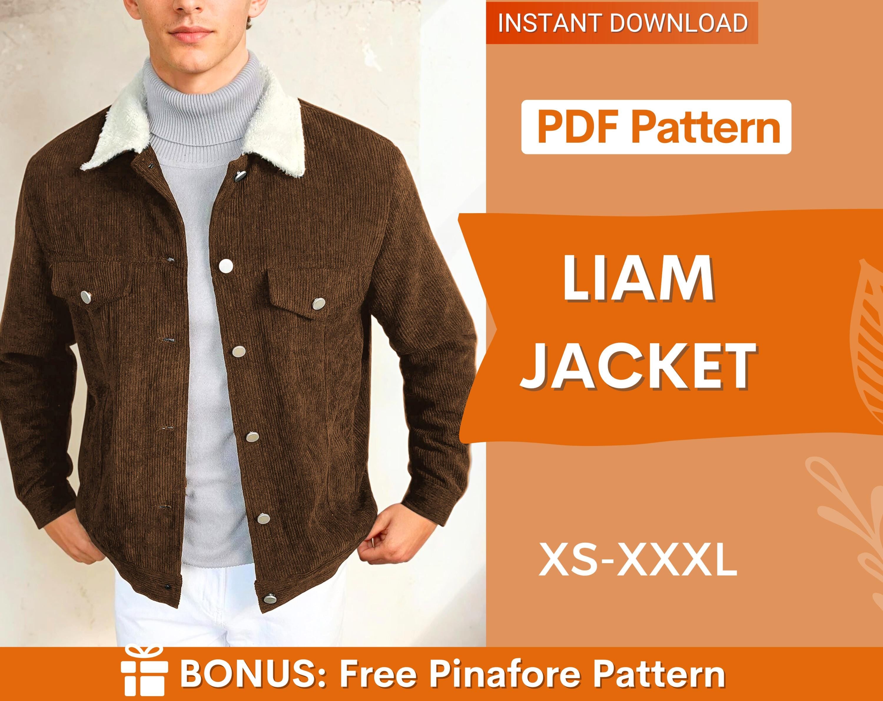 Men Jacket Pattern, Jacket Sewing Pattern for Men, Men Sewing Pattern, Pattern Men,  Sewing Pattern Jacket Coat Men, Men Patterns XS-XXXL