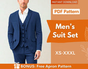 3 Pieces Suit Set Sewing Pattern for Men | Vest, Jacket & Pants Sewing Pattern | Men Suit Set Sewing Patterns | Suit Pants Pattern Men