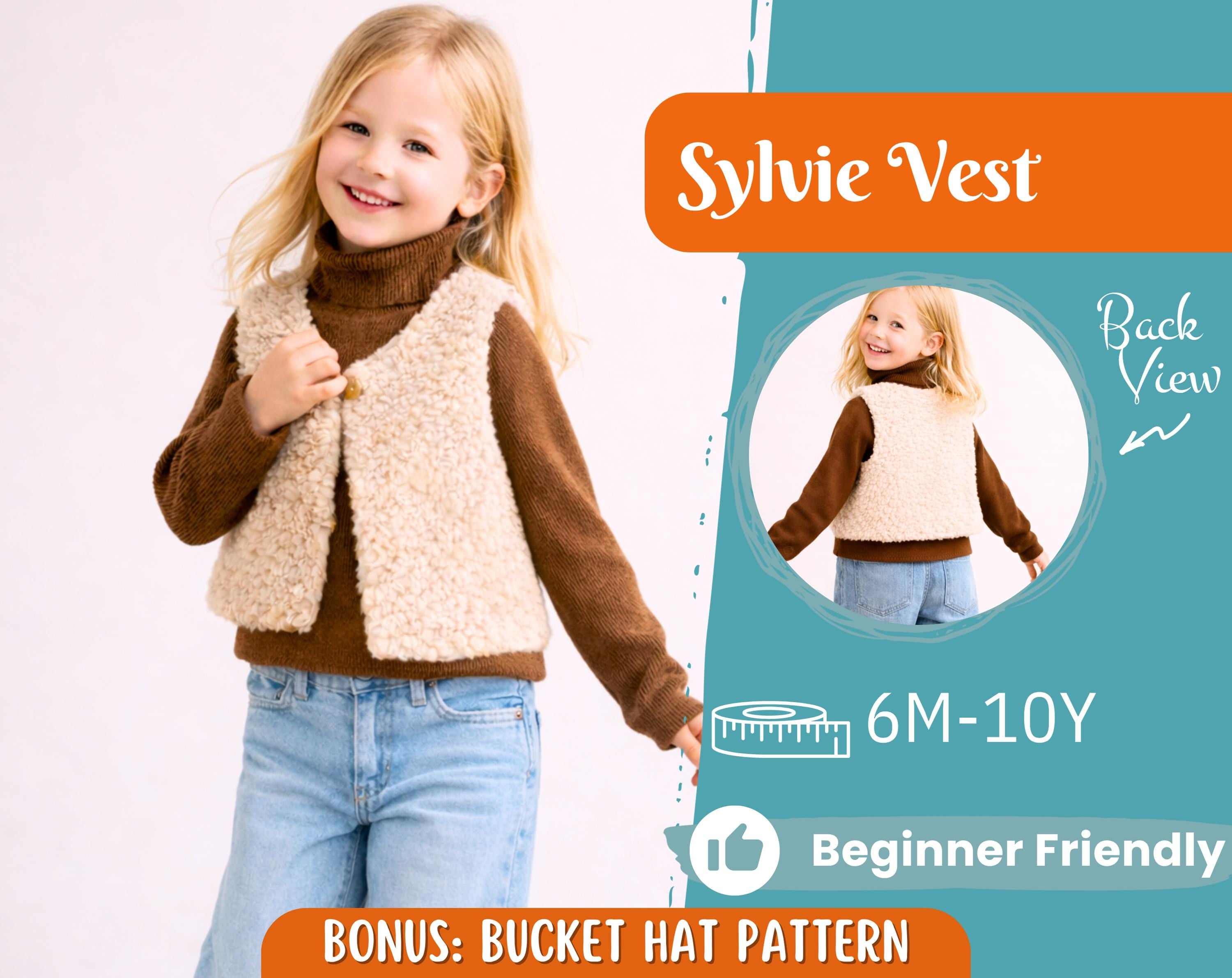 Vest Sewing Pattern for Kids, Teddy Vest Pattern, Kids Pattern, PDF Pattern, Beginner Pattern, Sewing Pattern Toddlers, Kids Vest Pattern