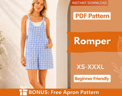 Comfy Romper Pattern | XS-XXXL | Romper Pattern | Summer Dress Pattern | Overalls Sewing pattern | Women Beginner Pattern Jumpsuit