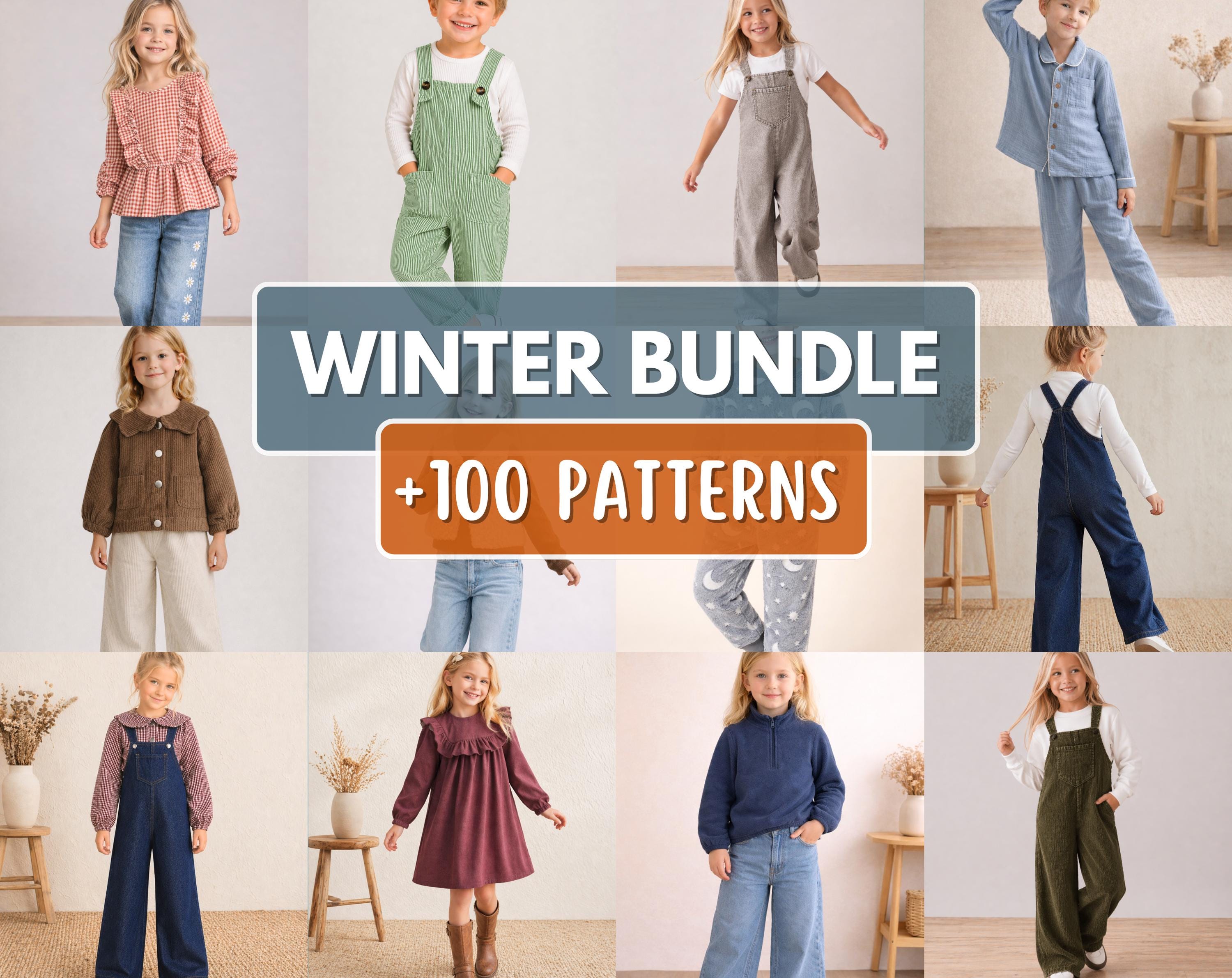 Sewing Patterns Bundle, Sewing Patterns, Kids Patterns, Winter Patterns, Children Pattern, Easy Pattern, Beginner Pattern, Coat Pattern