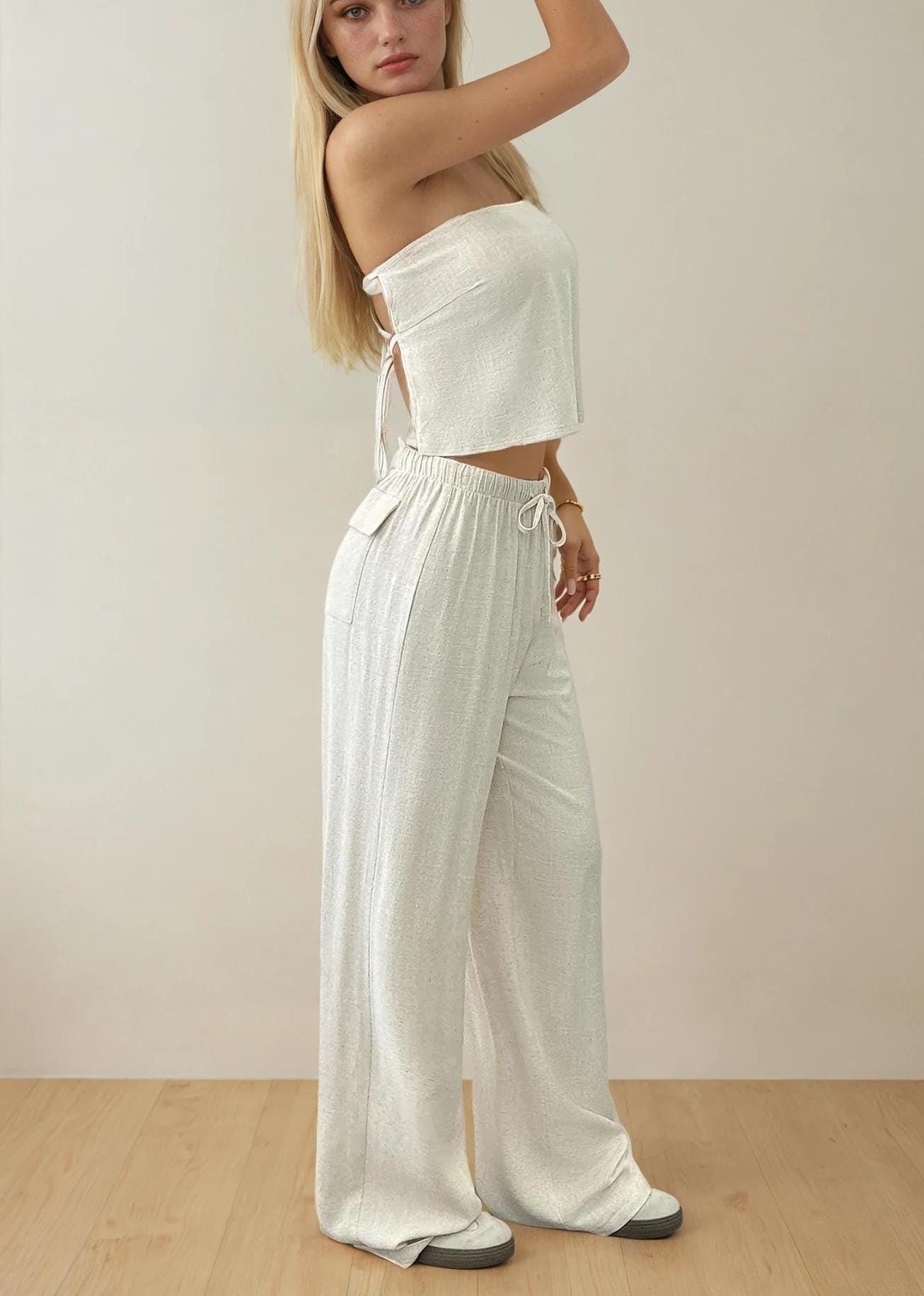 Women Pants Sewing Pattern | Pants with Back Pocket Pattern | Elastic Waistband Wide Leg Pants Pants Pattern, Beginner Pattern Pants Women
