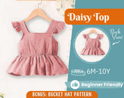 Top Sewing Pattern for Kids, Top Pattern, Kids Pattern, Girl Pattern, Beginner Pattern, Sewing Pattern Toddlers, Baby Pattern, Ruffle Top