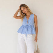Peplum Top Sewing Pattern | Women Sewing Pattern | Blouse Pattern | Front Tie Top Pattern | Sewing Patterns for Beginner Top | Summer Top