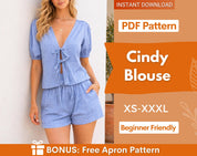 Front Tie Blouse Pattern | Top Sewing Pattern | Women Sewing Pattern | Tie Top Pattern | Front Tie Top Blouse Pattern | Sewing Patterns Top