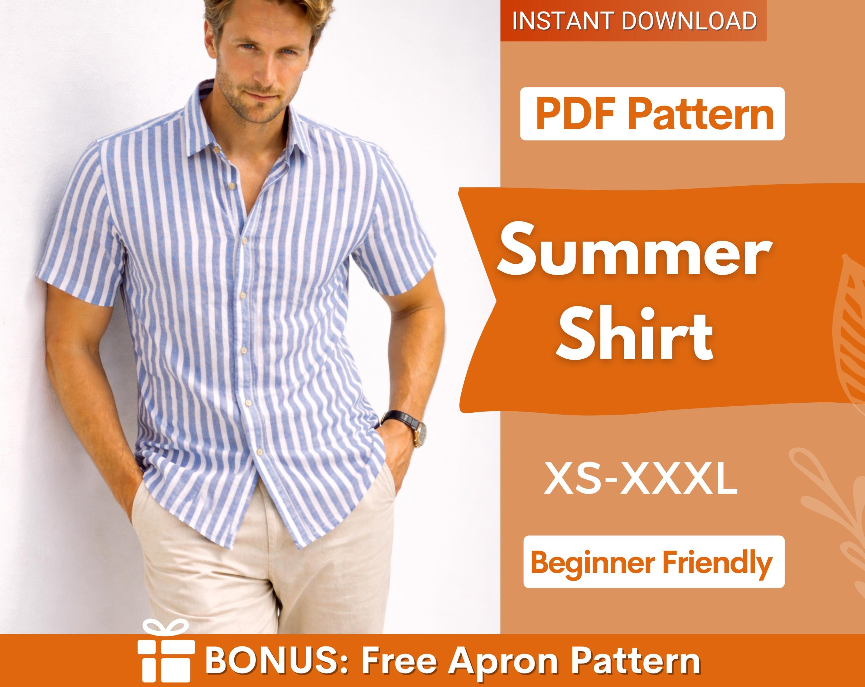 Shirt Sewing Pattern for Men, Men Shirt, Aloha Shirt, Hawaiian Shirt Pattern, Tropical Shirt, Sewing Pattern for Men, Men's Summer Shirt
