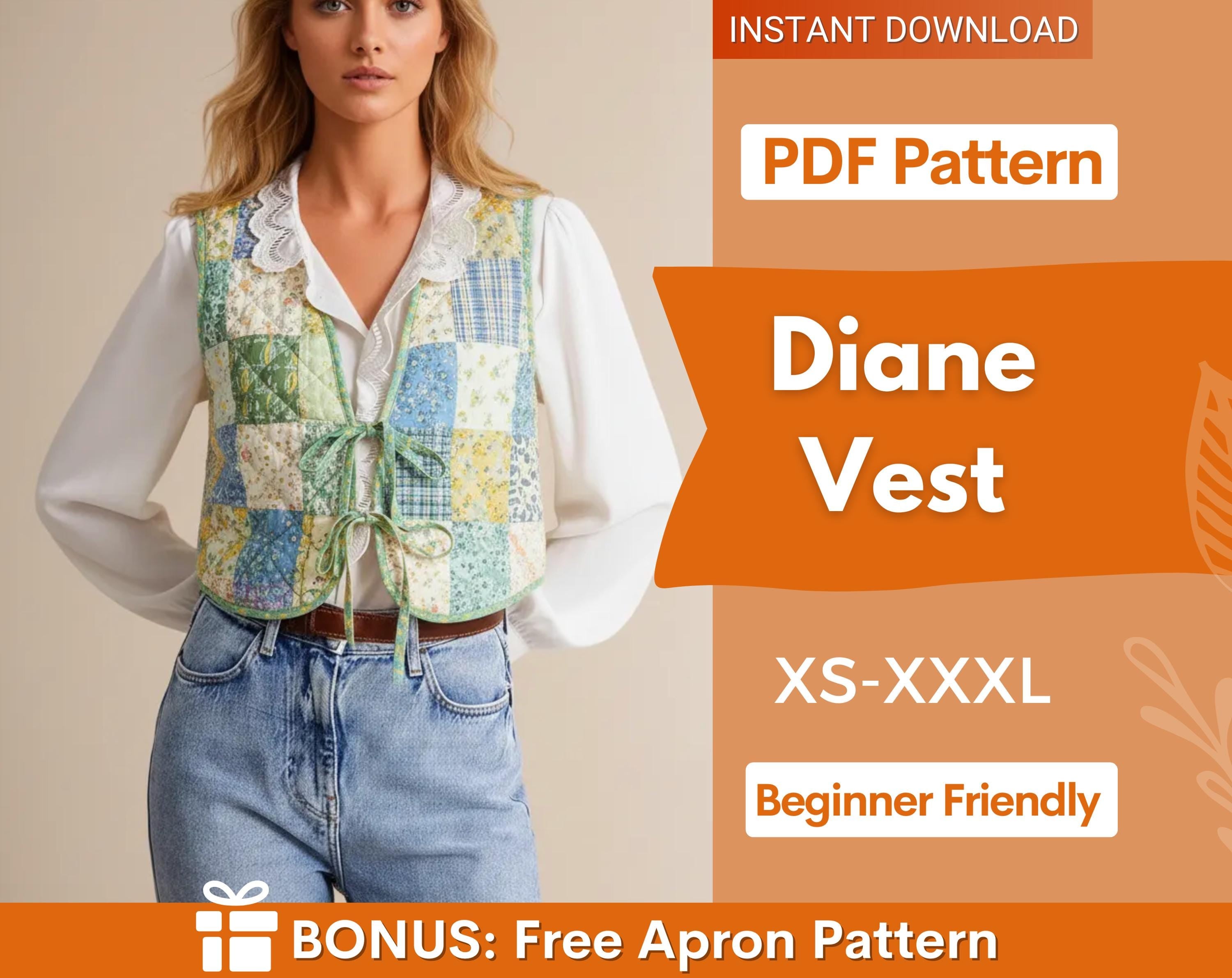 Quilted Vest Sewing Pattern | Front Tie Vest | Vest Sewing Pattern | Top Pattern | Women Sewing Patterns | Quilted Vest | Patchwork Vest