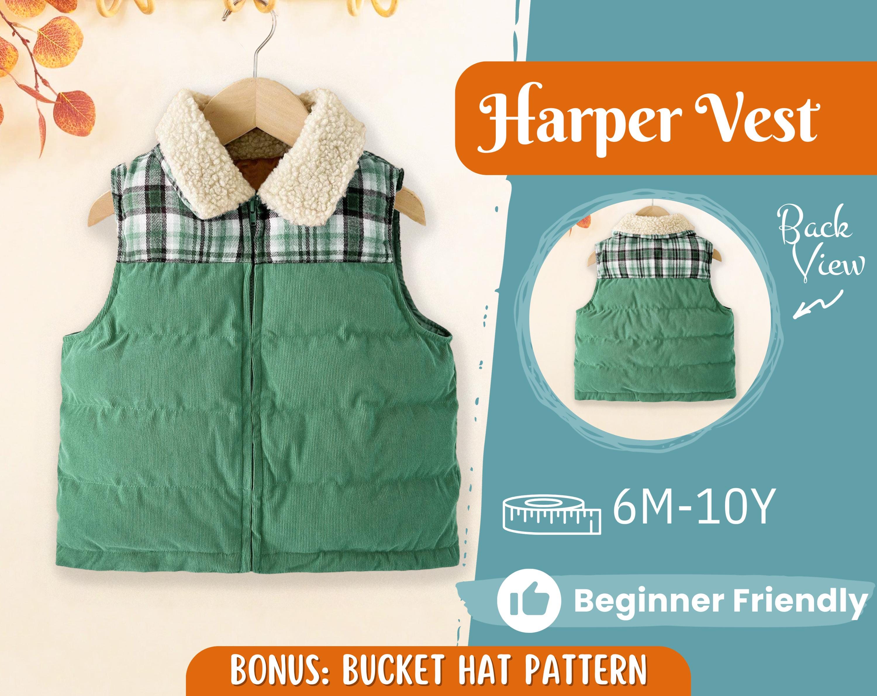 Puffer Vest Sewing Pattern for Kids, Puffer Vest, Kids Pattern, PDF Pattern, Beginner Pattern, Sewing Pattern Toddlers, Kids Jacket Pattern