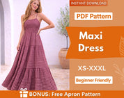 Maxi Dress Sewing Pattern | XS-XXXL | Dress Pattern | Summer Dress Pattern | Women Sewing Pattern | Backless Dress Pattern Sleveless