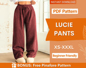 Wide Leg Pants Pattern | Women Pants Pattern | Sewing Patterns | Trousers Pattern | Women Sewing Patterns | Elastic Wide Leg Pants Pattern