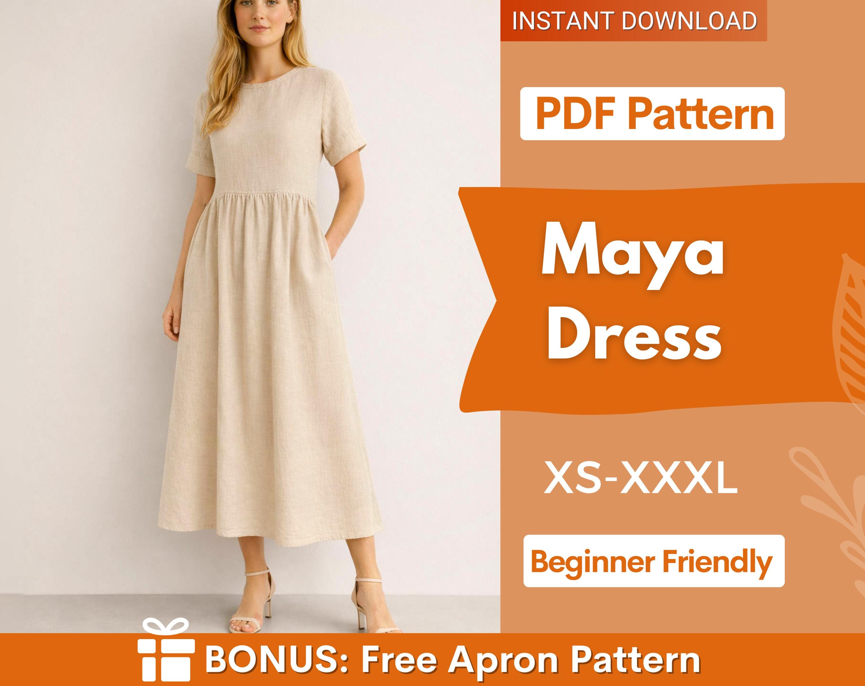 Maya Dress Sewing Pattern | Dress with Pockets | Linen Dress Sewing Pattern | Women Patterns | Summer Dress | Women Dress