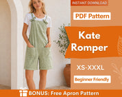 Romper Pattern for Women, Jumpsuit Pattern, Overalls Pattern, Romper Sewing Pattern, Sewing Patterns for Beginners, XS-XXXL