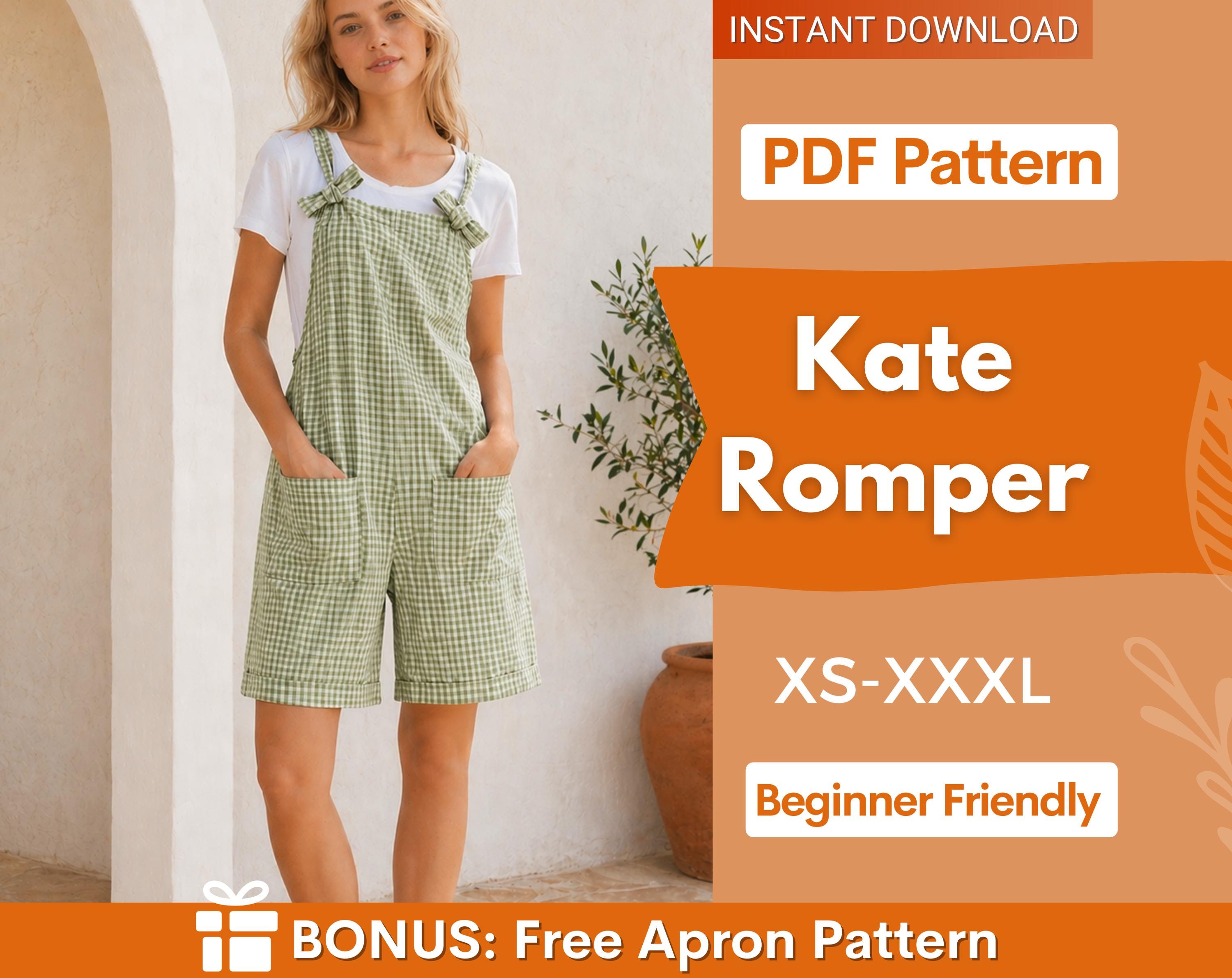 Romper Pattern for Women, Jumpsuit Pattern, Overalls Pattern, Romper Sewing Pattern, Sewing Patterns for Beginners, XS-XXXL