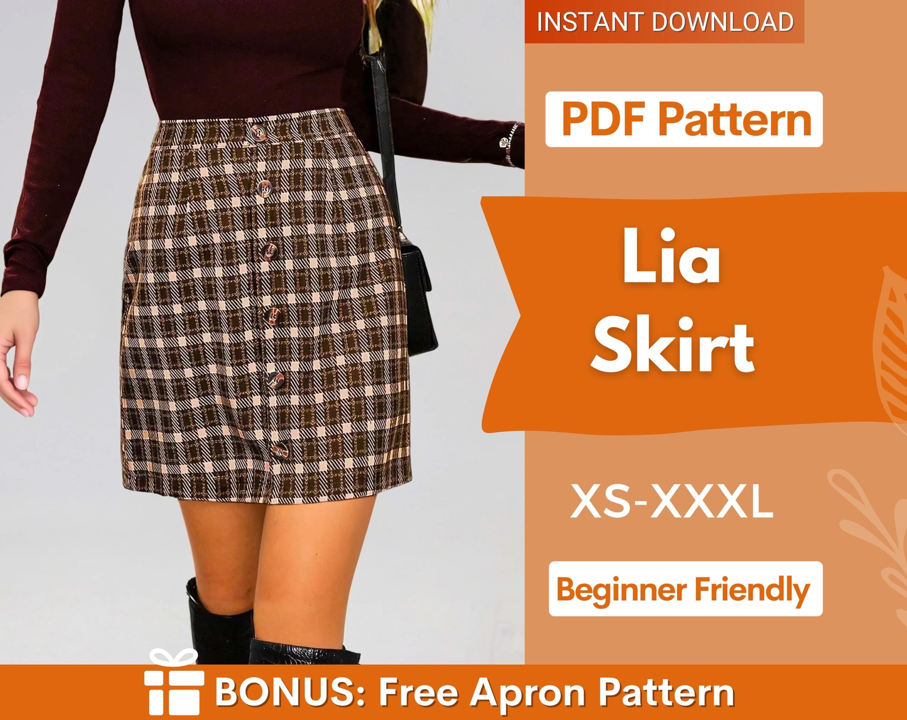 Mini Skirt Sewing Pattern, Skirt Pattern, Sewing Patterns, Sewing patterns for Women, Skirt Patterns for Women, Button Skirt, Womens Skirt