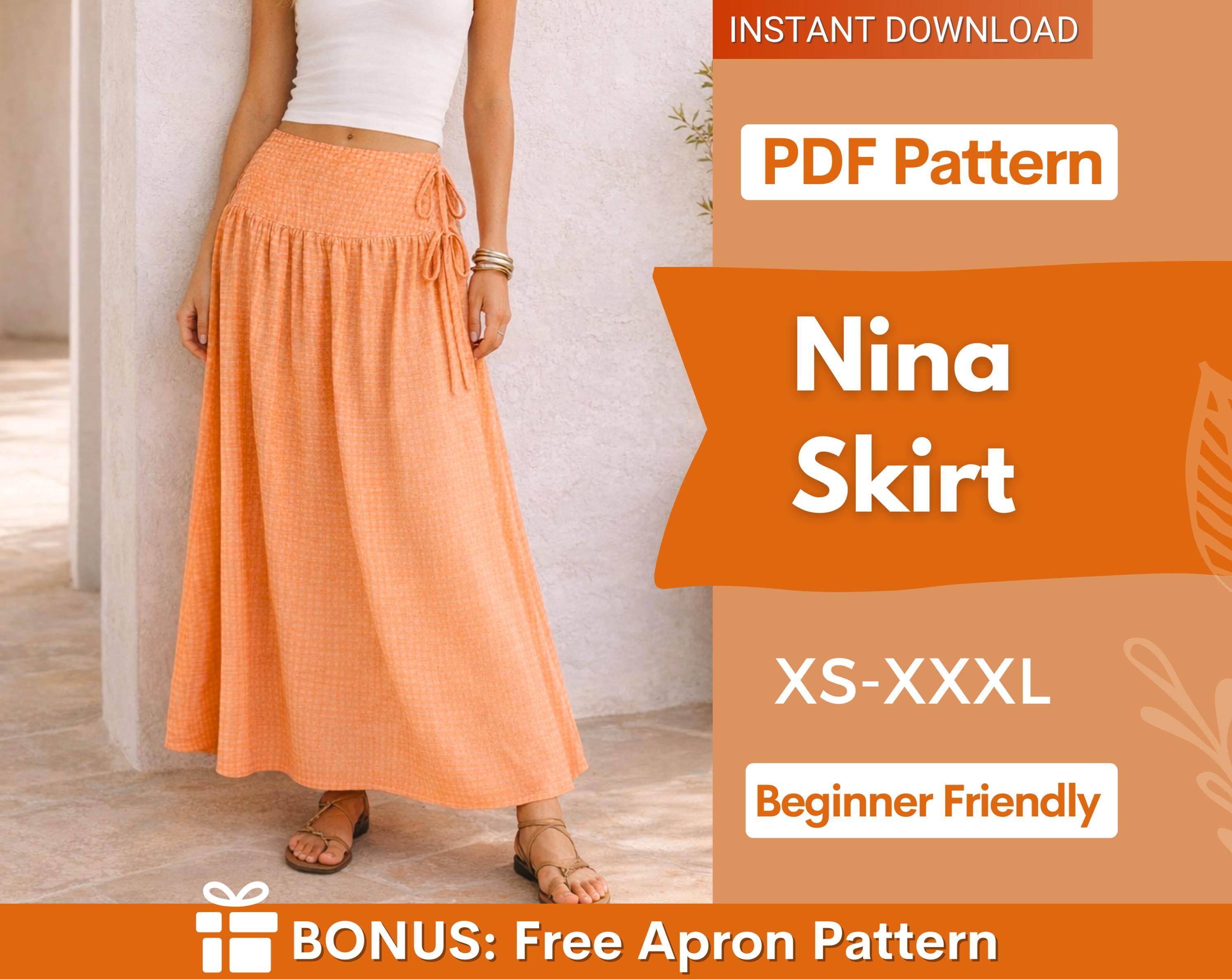 Nina Skirt Sewing Pattern | Skirt Pattern | Women Skirt Pattern | Sewing Patterns | Women Sewing Pattern, Maxi Skirt Pattern