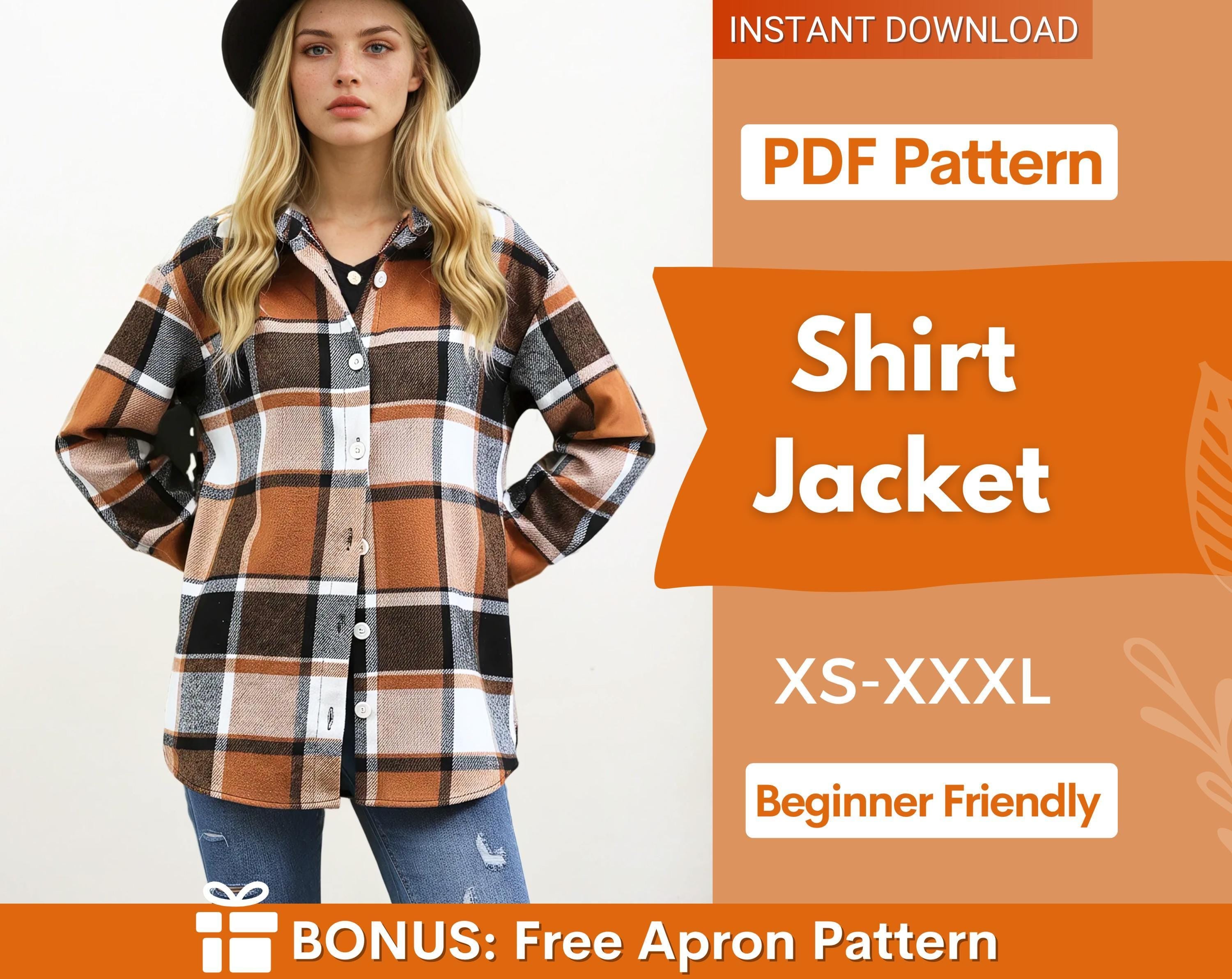 Jacket Sewing Pattern,  Shirt Sewing Pattern, Women Pattern, Shacket sewing pattern, Shirt Jacket Pattern,  Button Up Shirt Women Pattern