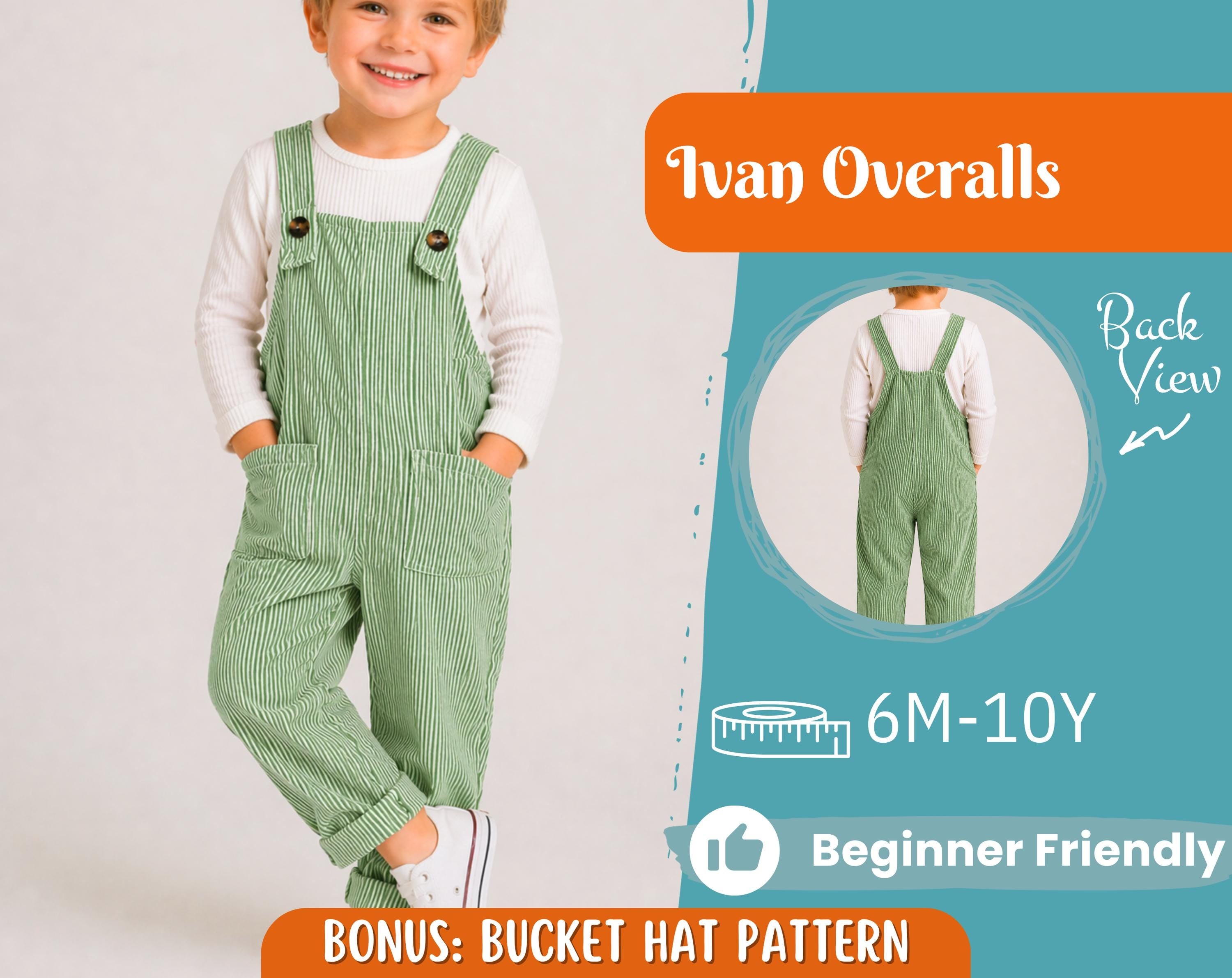 Overalls Sewing Pattern for Kids, Overalls Pattern, Kids Pattern, Jumpsuit Pattern, Beginner Pattern, Sewing Pattern Toddlers, Baby Pattern