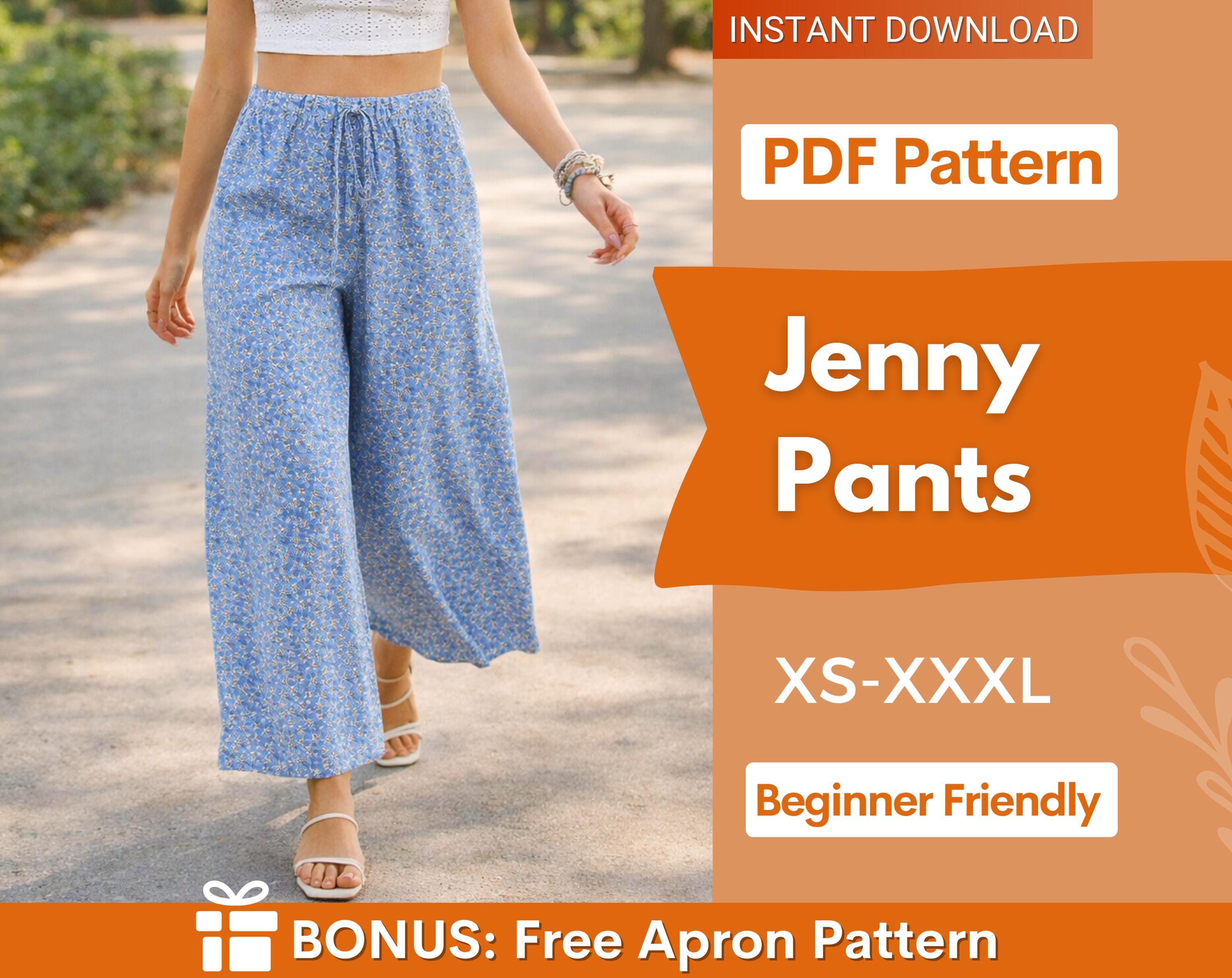 Summer Pants Pattern | Wide Leg Pants, Palazzo Pants Sewing Pattern, Elastic Waistband Wide Leg Pants Pants Pattern, Beginner Sewing Pattern