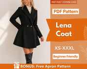 Lena Coat Sewing Pattern | Jacket Sewing Pattern | Coat Pattern | Winter Jacket Coat Sewing Pattern for Women | Women Sewing Pattern