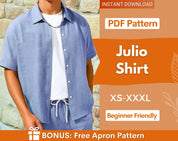 Men's Shirt Sewing Pattern, Summer Shirt Pattern Men, Camp Collar Shirt Pattern, Hawaiian Shirt Pattern, Shirt Pattern Men Notched Collar