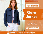 Jacket Sewin Pattern, Zip Up Jacket Pattern, Women Jacket Sewing Pattern, Crop Jacket, Short Jacket, Women Pattern Zipper Jacket
